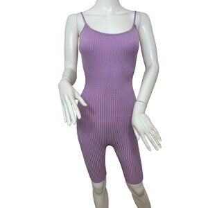 Daisy Women’s Ribbed Romper S Lavender Unitard Scoop Neck Spaghetti Straps Dance